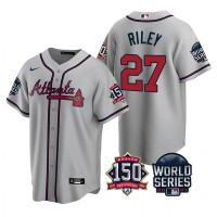 Atlanta Atlanta Braves #27 Austin Riley Men's Nike 150th Anniversary 2021 World Series Game MLB Jersey - Grey