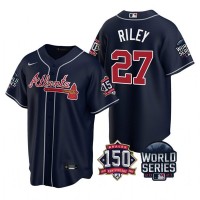 Atlanta Atlanta Braves #27 Austin Riley Men's Nike 150th Anniversary 2021 World Series Game MLB Jersey - Navy
