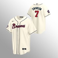 Atlanta Atlanta Braves #7 Dansby Swanson Men's Nike 150th Anniversary 2021 World Series Game MLB Jersey - Cream