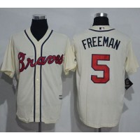 Atlanta Braves #5 Freddie Freeman Cream New Cool Base Stitched MLB Jersey