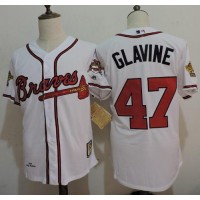 Mitchell And Ness 1995 Atlanta Braves #47 Tom Glavine White Throwback Stitched MLB Jersey