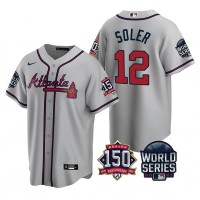 Atlanta Atlanta Braves #12 Jorge Soler Men's Nike 150th Anniversary 2021 World Series Game MLB Jersey - Grey