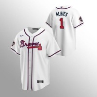 Atlanta Atlanta Braves #1 Ozzie Albies Men's Nike 150th Anniversary 2021 World Series Game MLB Jersey - White