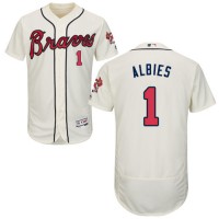 Atlanta Braves #1 Ozzie Albies Cream Flexbase Authentic Collection Stitched MLB Jersey
