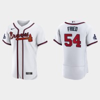Atlanta Atlanta Braves #54 Max Fried Men's Nike 2021 World Series Champions Patch MLB Authentic Player Jersey - White