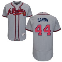 Atlanta Braves #44 Hank Aaron Grey Flexbase Authentic Collection Stitched MLB Jersey
