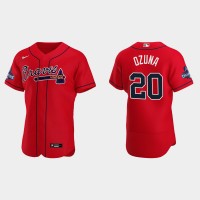 Atlanta Atlanta Braves #20 Marcell Ozuna Men's Nike 2021 World Series Champions Patch MLB Authentic Player Jersey - Red
