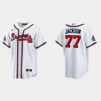 Atlanta Atlanta Braves #77 Luke Jackson Men's Nike 2021 World Series Champions Patch MLB Authentic Player Jersey - White