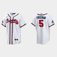 Atlanta Atlanta Braves #5 Freddie Freeman Men's Nike 2021 World Series Champions Patch MLB Authentic Player Jersey - White