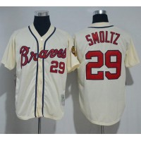 Mitchell And Ness Atlanta Braves #29 John Smoltz Cream Throwback Stitched MLB Jersey
