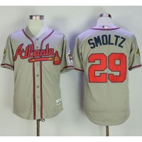 Mitchell And Ness 1995 Atlanta Braves #29 John Smoltz Grey Throwback Stitched MLB Jersey