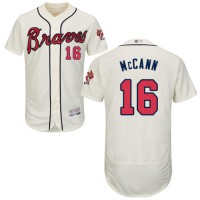 Atlanta Braves #16 Brian McCann Cream Flexbase Authentic Collection Stitched MLB Jersey