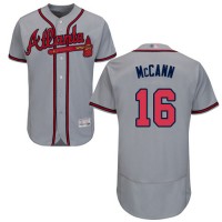 Atlanta Braves #16 Brian McCann Grey Flexbase Authentic Collection Stitched MLB Jersey