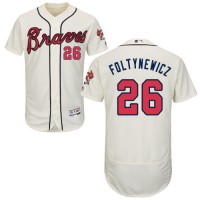 Atlanta Braves #26 Mike Foltynewicz Cream Flexbase Authentic Collection Stitched MLB Jersey