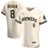 Milwaukee Milwaukee Brewers #8 Ryan Braun Men's Nike Cream Home 2020 Authentic Player MLB Jersey