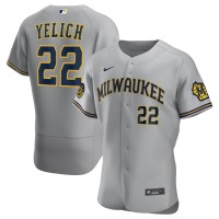 Milwaukee Milwaukee Brewers #22 Christian Yelich Men's Nike Gray Road 2020 Authentic Player MLB Jersey