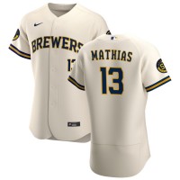 Milwaukee Milwaukee Brewers #13 Mark Mathias Men's Nike Cream Home 2020 Authentic Player MLB Jersey