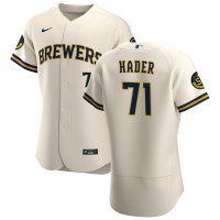 Milwaukee Milwaukee Brewers #71 Josh Hader Men's Nike Cream Home 2020 Authentic Player MLB Jersey