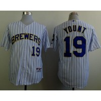 Milwaukee Brewers #19 Robin Yount White(Blue Strip) Stitched MLB Jersey