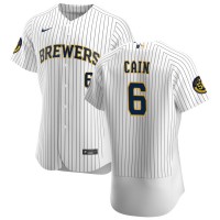 Milwaukee Milwaukee Brewers #6 Lorenzo Cain Men's Nike White Home 2020 Authentic Player MLB Jersey