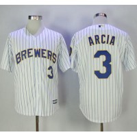 Milwaukee Brewers #3 Orlando Arcia White(Blue Strip) New Cool Base Stitched MLB Jersey