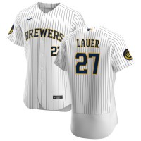 Milwaukee Milwaukee Brewers #27 Eric Lauer Men's Nike White Home 2020 Authentic Player MLB Jersey