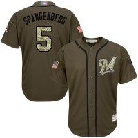 Milwaukee Brewers #5 Cory Spangenberg Green Salute to Service Stitched MLB Jersey