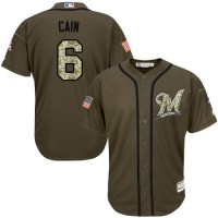 Milwaukee Brewers #6 Lorenzo Cain Green Salute to Service Stitched MLB Jersey