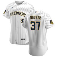 Milwaukee Milwaukee Brewers #37 Adrian Houser Men's Nike White Home 2020 Authentic Player MLB Jersey