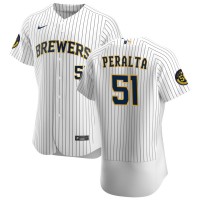 Milwaukee Milwaukee Brewers #51 Freddy Peralta Men's Nike White Home 2020 Authentic Player MLB Jersey