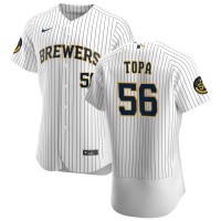 Milwaukee Milwaukee Brewers #56 Justin Topa Men's Nike White Home 2020 Authentic Player MLB Jersey