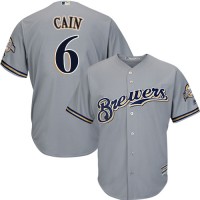 Milwaukee Brewers #6 Lorenzo Cain Grey New Cool Base Stitched MLB Jersey