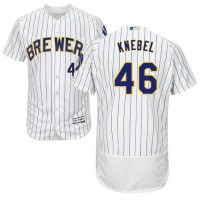 Milwaukee Brewers #46 Corey Knebel White Strip Flexbase Authentic Collection Stitched MLB Jersey
