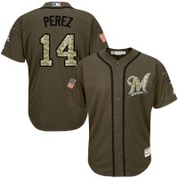 Milwaukee Brewers #14 Hernan Perez Green Salute to Service Stitched MLB Jersey