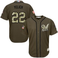 Milwaukee Brewers #22 Christian Yelich Green Salute to Service Stitched MLB Jersey
