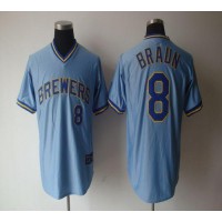 Milwaukee Brewers #8 Ryan Braun Light Blue Cooperstown Stitched MLB Jersey