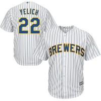 Milwaukee Brewers #22 Christian Yelich White(Blue Strip) New Cool Base Stitched MLB Jersey
