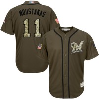 Milwaukee Brewers #11 Mike Moustakas Green Salute to Service Stitched MLB Jersey