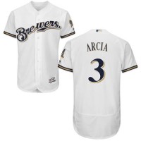 Milwaukee Brewers #3 Orlando Arcia White Flexbase Authentic Collection Stitched MLB Jersey