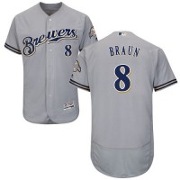 Milwaukee Brewers #8 Ryan Braun Grey Flexbase Authentic Collection Stitched MLB Jersey