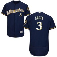 Milwaukee Brewers #3 Orlando Arcia Navy Blue Flexbase Authentic Collection Stitched MLB Jersey