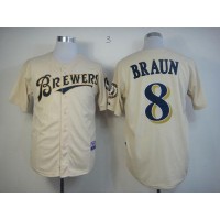 Milwaukee Brewers #8 Ryan Braun Cream YOUniform Cool Base Stitched MLB Jersey
