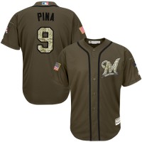 Milwaukee Brewers #9 Manny Pina Green Salute to Service Stitched MLB Jersey