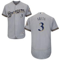 Milwaukee Brewers #3 Orlando Arcia Grey Flexbase Authentic Collection Stitched MLB Jersey