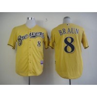 Milwaukee Brewers #8 Ryan Braun Yellow Alternate Cool Base Stitched MLB Jersey