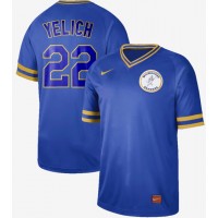 Nike Milwaukee Brewers #22 Christian Yelich Royal Authentic Cooperstown Collection Stitched MLB Jersey