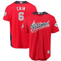Milwaukee Brewers #6 Lorenzo Cain Red 2018 All-Star National League Stitched MLB Jersey