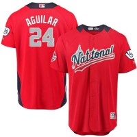 Milwaukee Brewers #24 Jesus Aguilar Red 2018 All-Star National League Stitched MLB Jersey