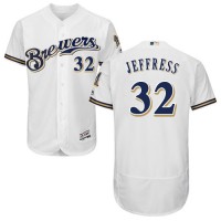 Milwaukee Brewers #32 Jeremy Jeffress White Flexbase Authentic Collection Stitched MLB Jersey