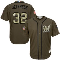 Milwaukee Brewers #32 Jeremy Jeffress Green Salute to Service Stitched MLB Jersey